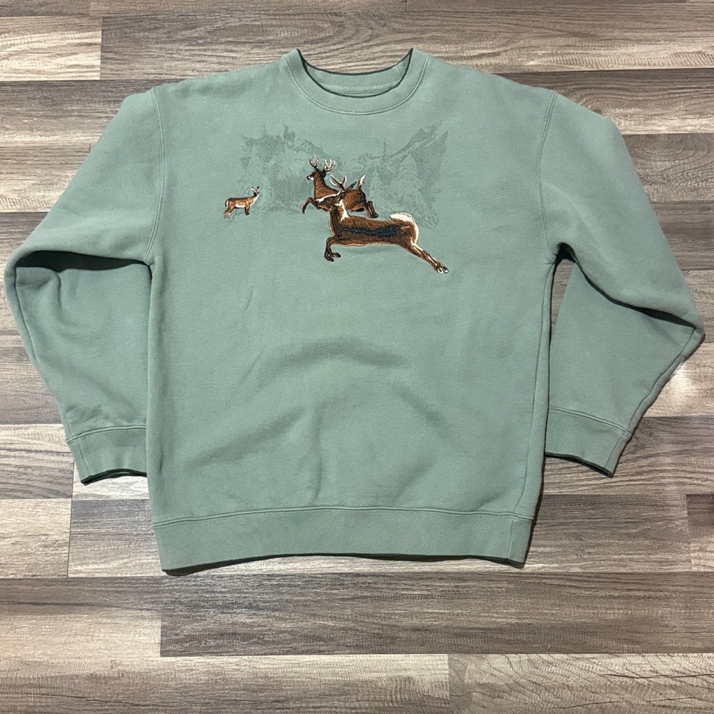 Vintage Croft & Barrow Embroidered Deer Crewneck Sweatshirt - Picture 2 of 5
